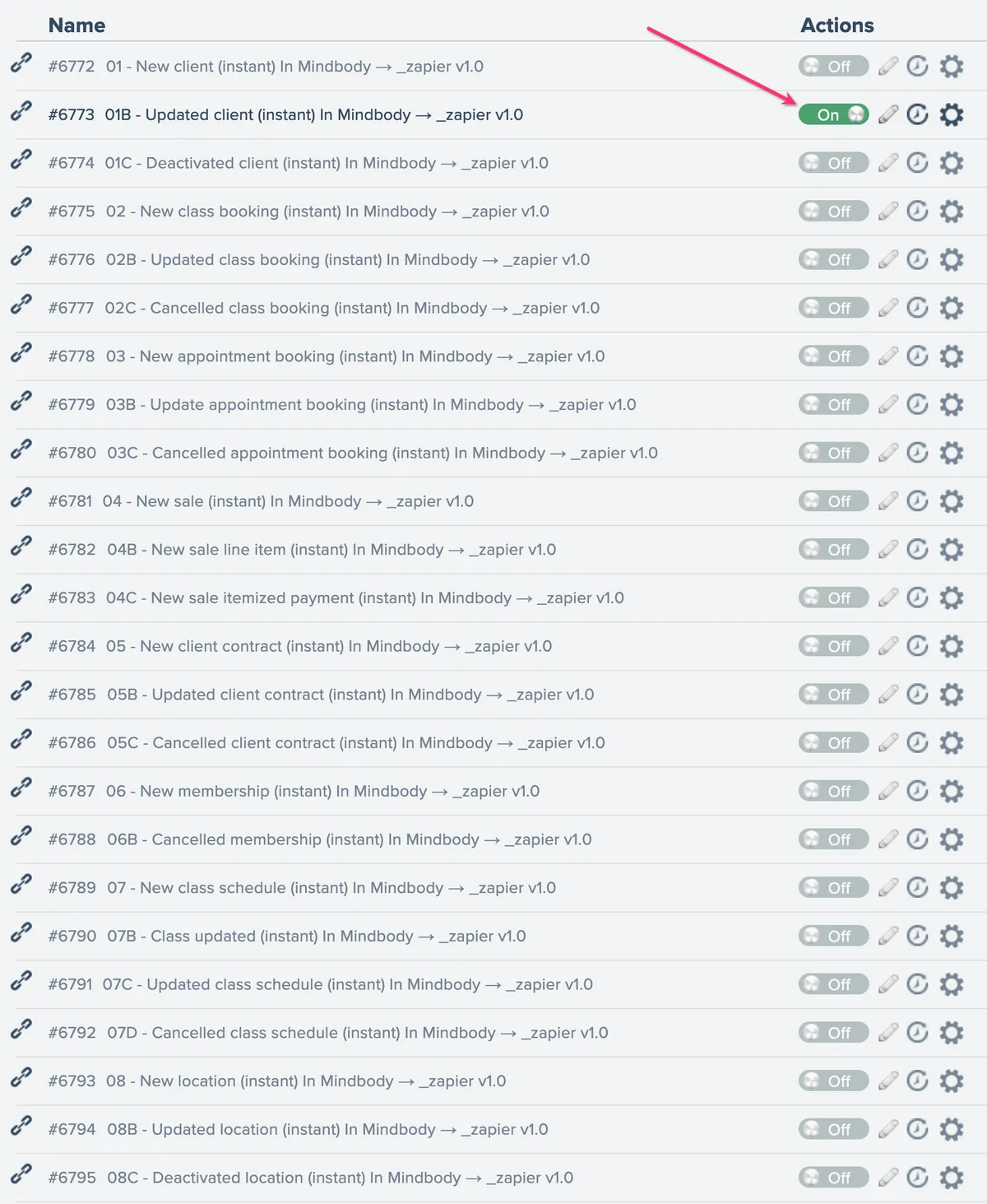 Turning on the automation in the AppConnect dashboard