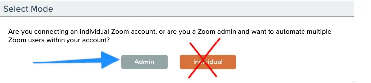 Choosing the Zoom connection type