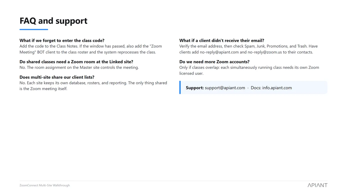 Frequently asked questions and support contacts