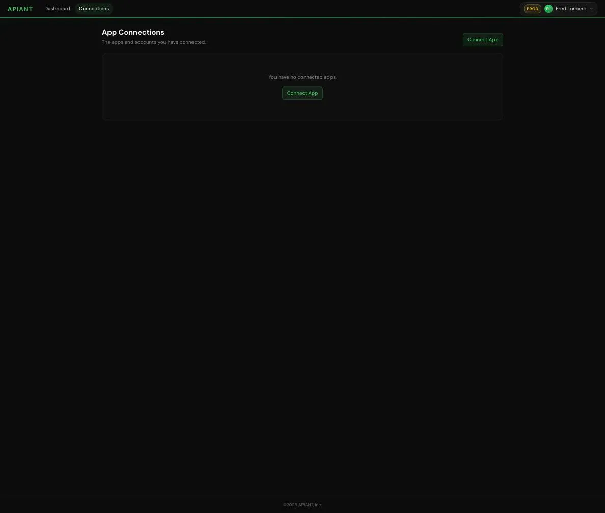 Connections page before any app is connected